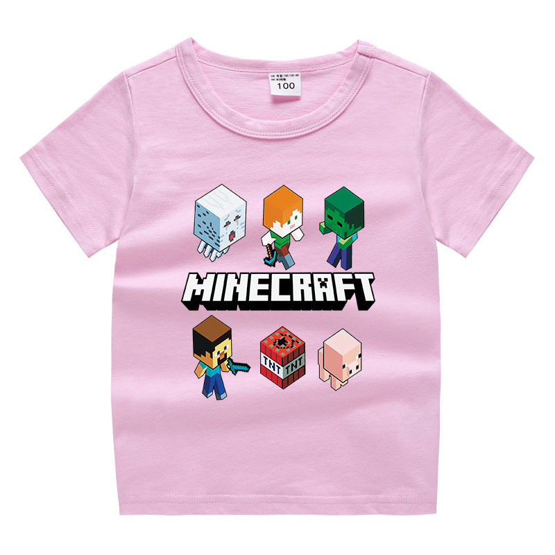 Summer short sleeved T-shirt for boys and girls made of cotton