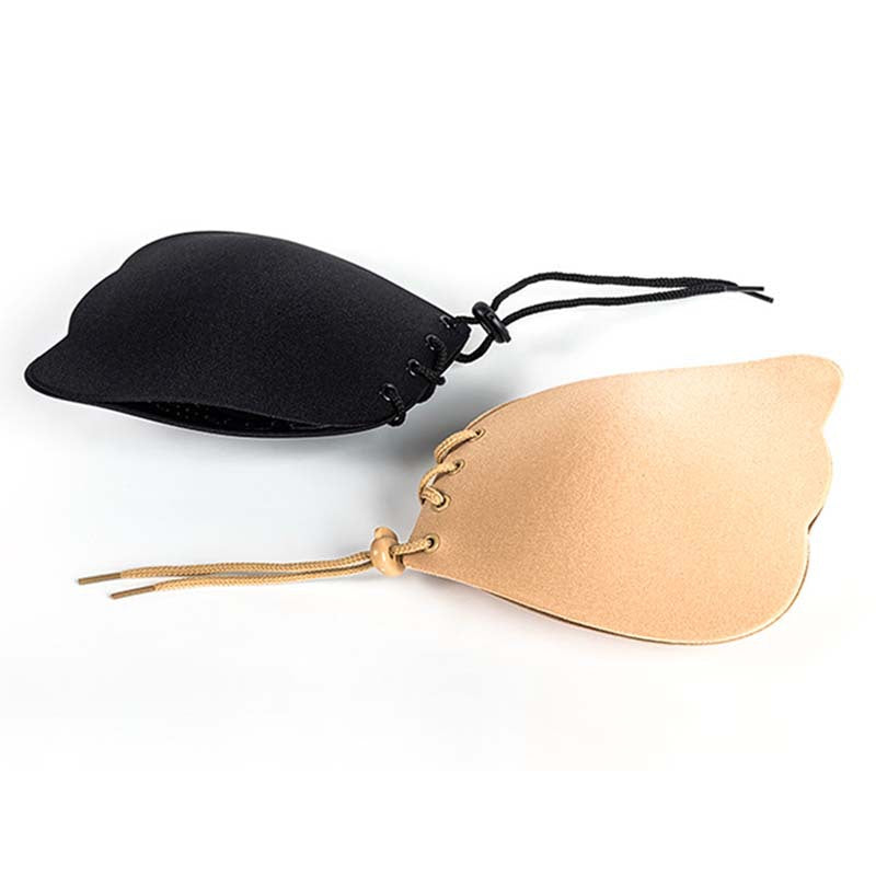 Strapless gathered bra thickened anti slip nipple patch top support for underwear
