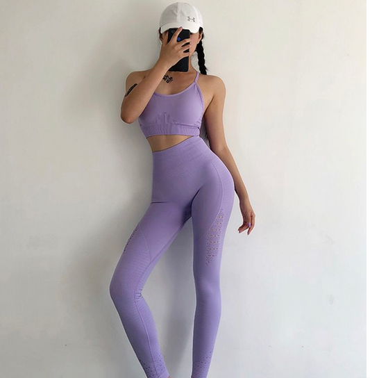 Seamless High-Waist Yoga Pants & Sports Bra Set
