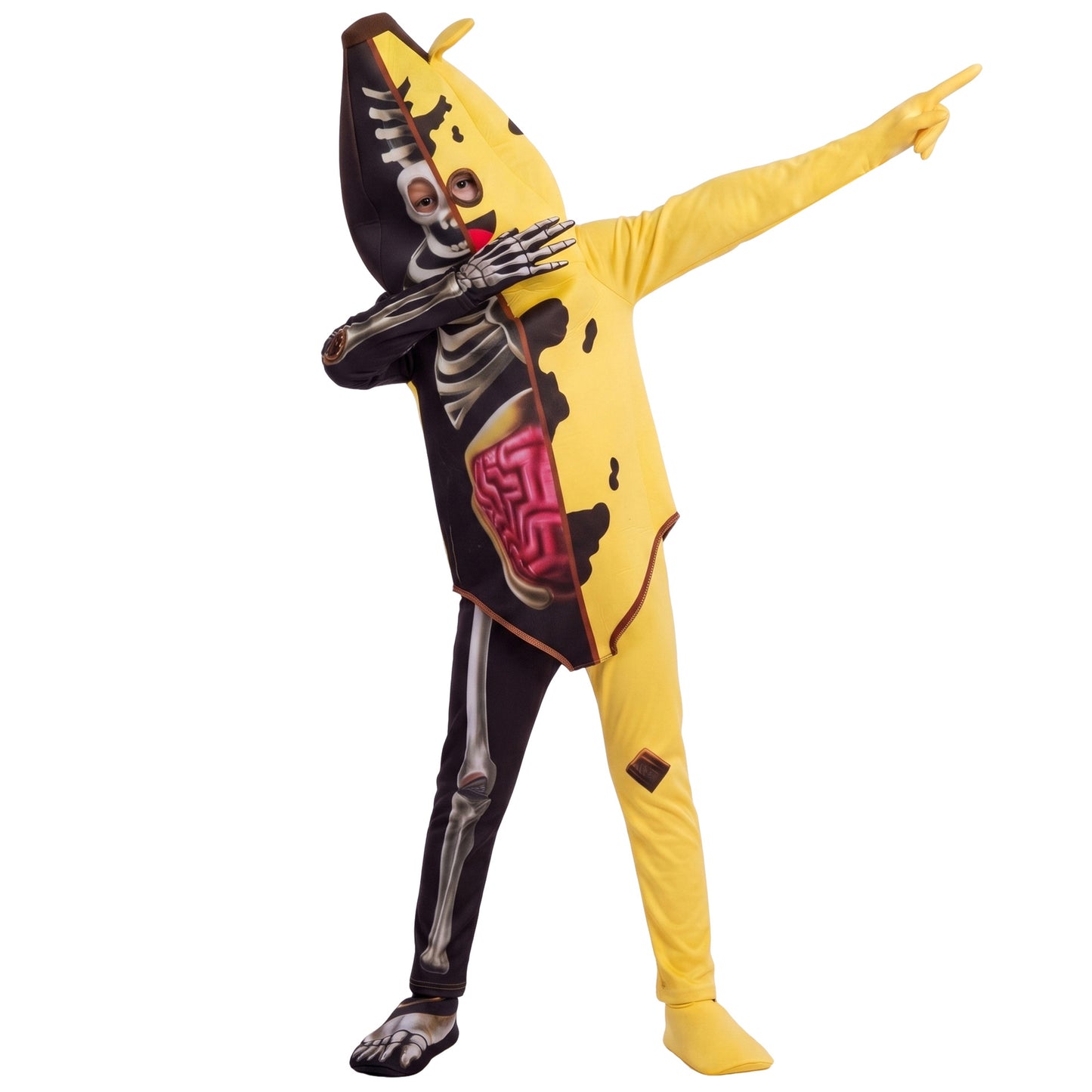 Halloween Fortnite Half Skeleton Banana Cosplay Costume Children's Party Stage Performance Costume