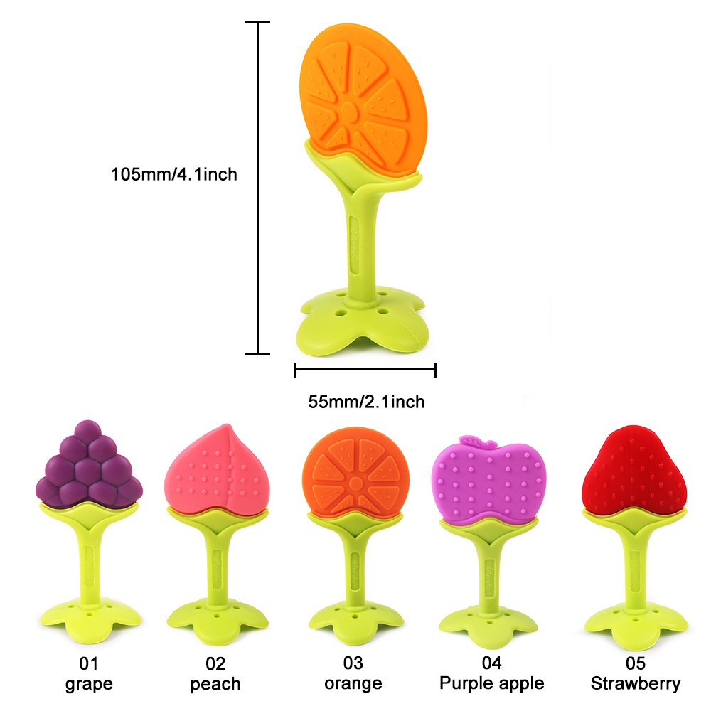 1 pcs Baby Colorful Silicone Fruit Teether Teething Kids Feeding Toddler Teeth Soothing Gum Oral Hygiene Baby Care