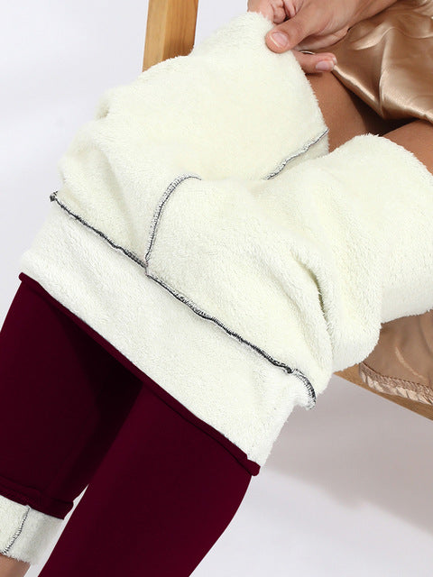High Waist Slimming Lamb Velvet Trousers Thick Warm Cotton Pants
