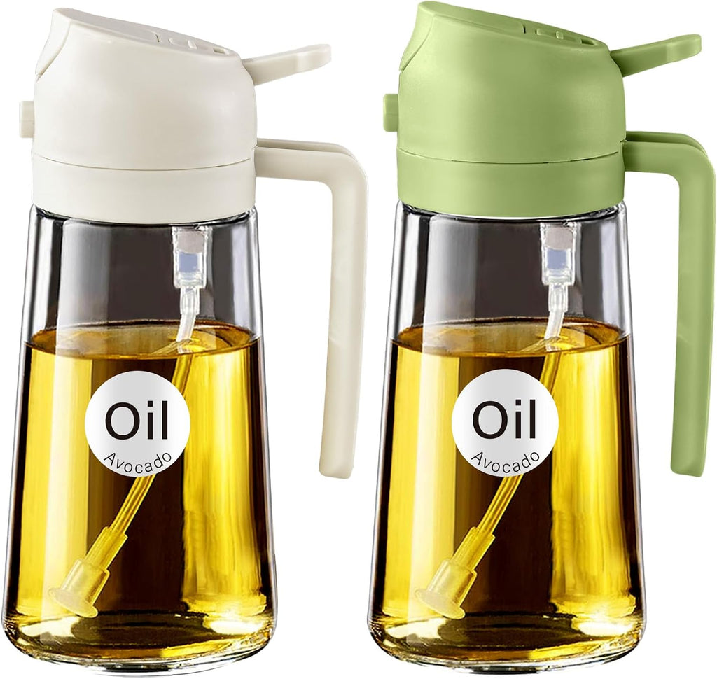 16 Oz 2-In-1 Glass Olive Oil Sprayer for Cooking, Black