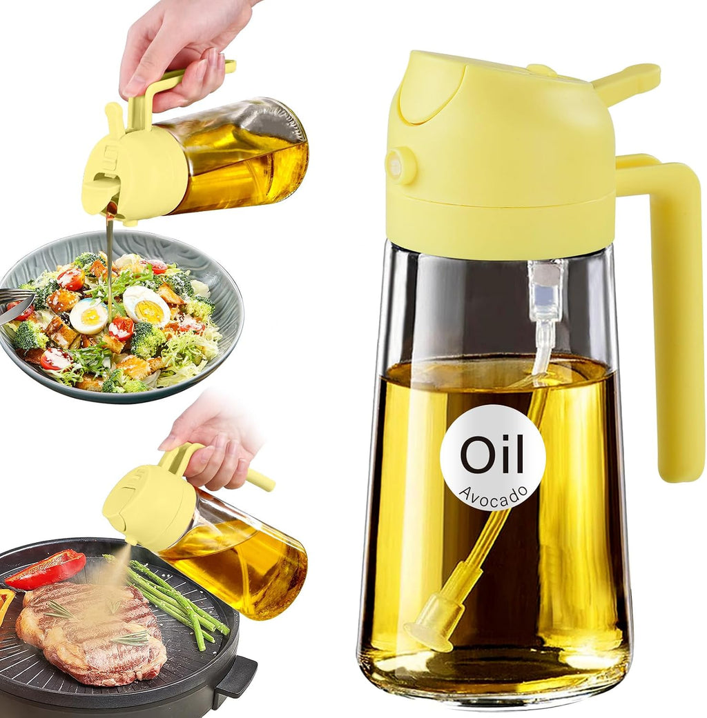 16 Oz 2-In-1 Glass Olive Oil Sprayer for Cooking, Black