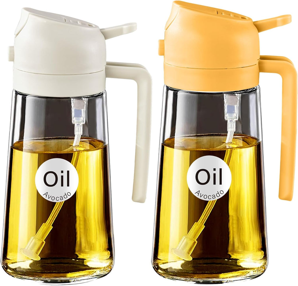 16 Oz 2-In-1 Glass Olive Oil Sprayer for Cooking, Black