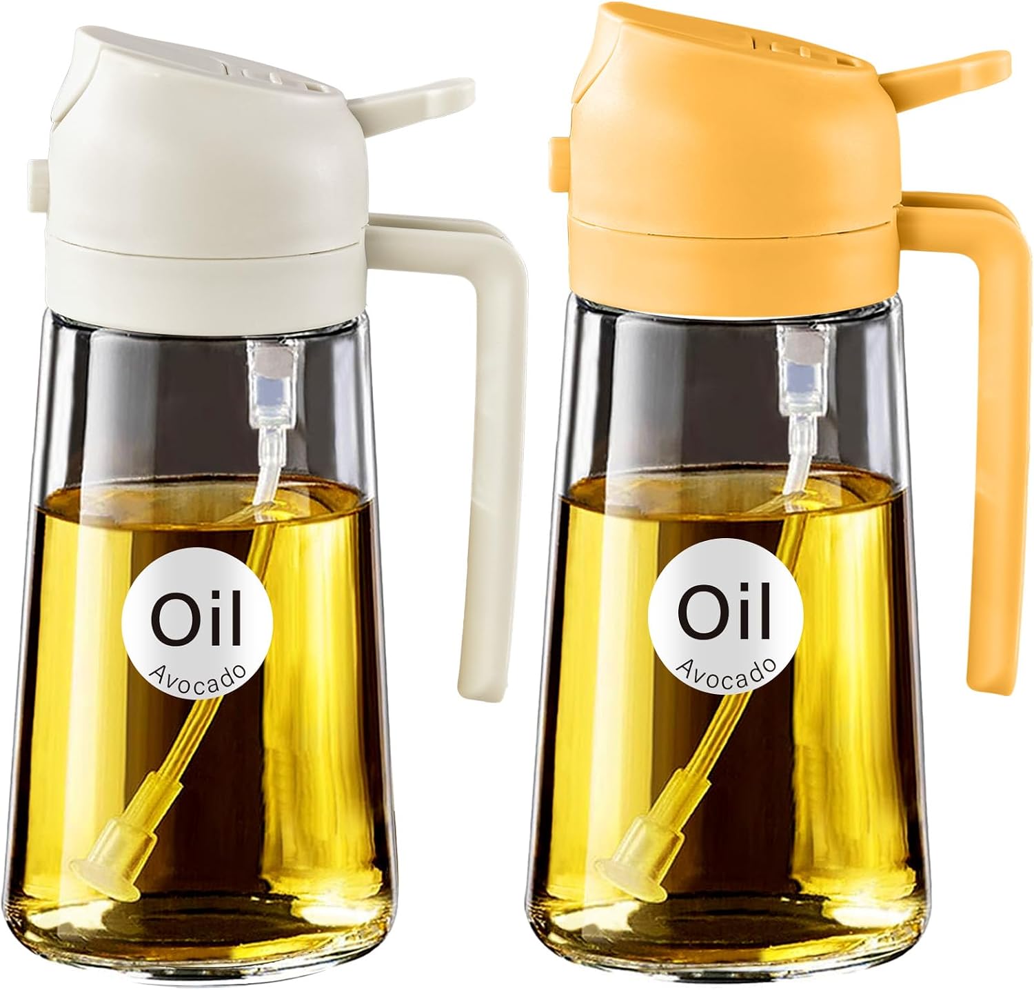 16 Oz 2-In-1 Glass Olive Oil Sprayer for Cooking, Black