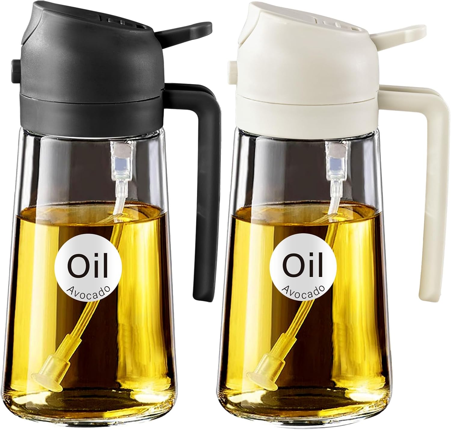 16 Oz 2-In-1 Glass Olive Oil Sprayer for Cooking, Black