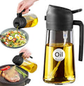 16 Oz 2-In-1 Glass Olive Oil Sprayer for Cooking, Black