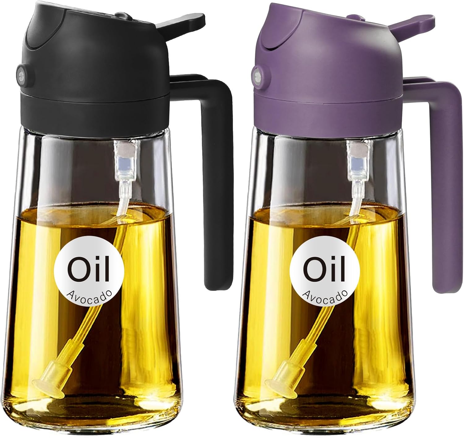 16 Oz 2-In-1 Glass Olive Oil Sprayer for Cooking, Black