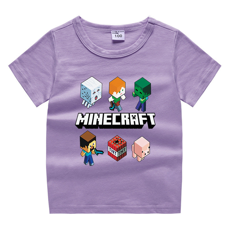 Summer short sleeved T-shirt for boys and girls made of cotton