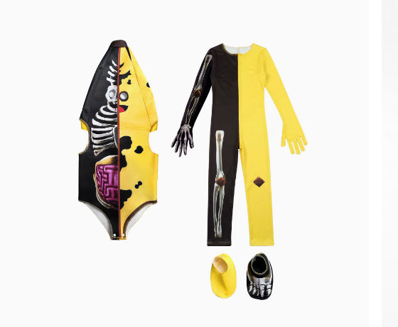 Halloween Fortnite Half Skeleton Banana Cosplay Costume Children's Party Stage Performance Costume