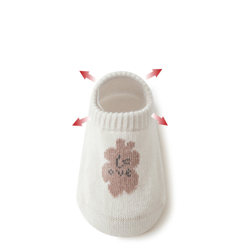 Spring And Summer New Baby Floor Socks Combed Cotton Non-Slip Indoor Cool Children Toddler Socks Cartoon Short Boat Socks